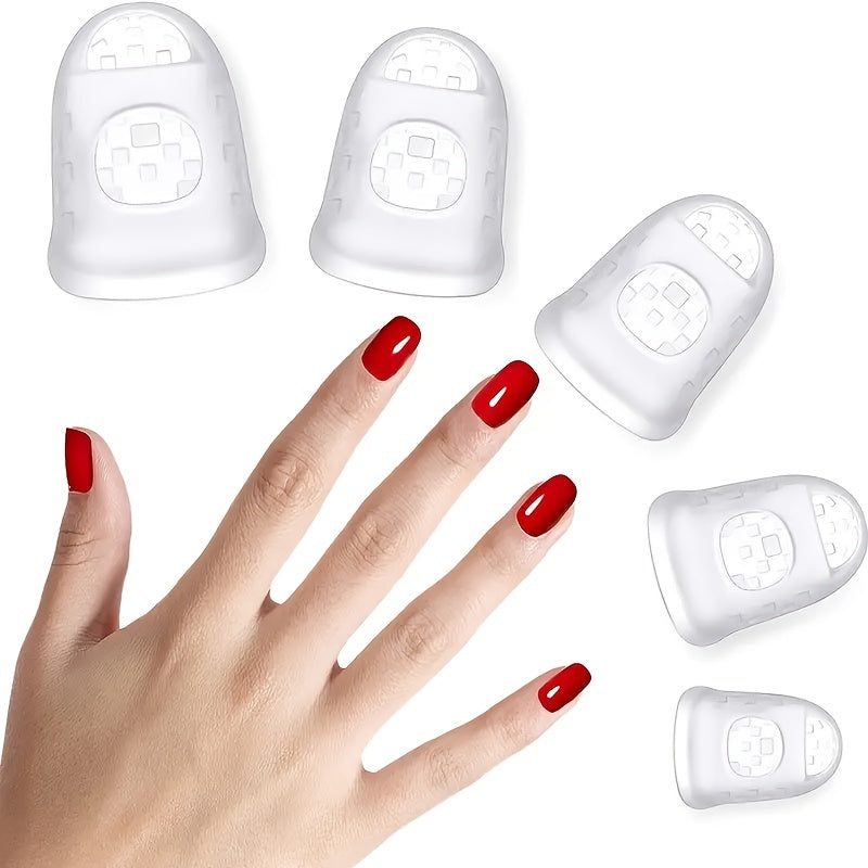 5pcs Silicone Guitar Fingertip Protectors for Stringed Instruments - 3 Sizes