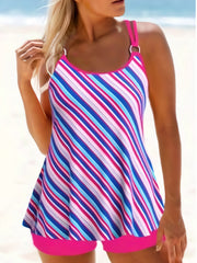 Graphic Print Tankini Set Women's Cami Top & Shorts Swimsuit