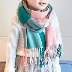 Kids Plaid Scarf Long Neck Scarf for Boys and Girls Ages 1-12