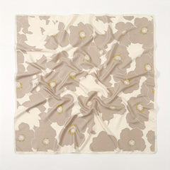 Flower Print Block Scarf Square Shawl Women Head Wrap Sunscreen
