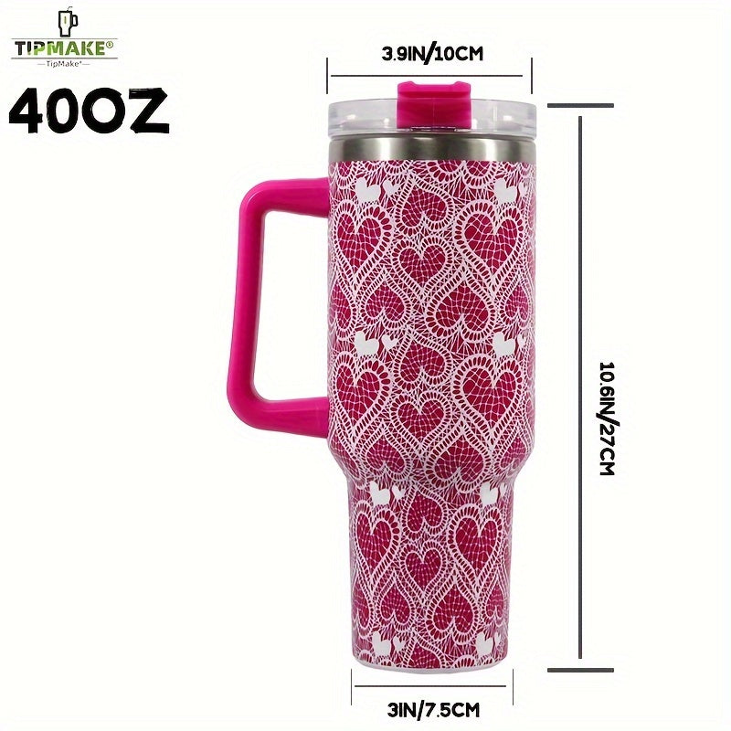 40oz Stainless Steel Insulated Cup with Handle and Straw Lid
