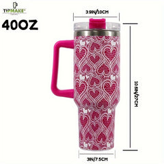 40oz Stainless Steel Insulated Cup with Handle and Straw Lid