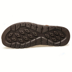 LAORENTOU Men's Leather Sandals Breathable Soft Sole Summer Shoes
