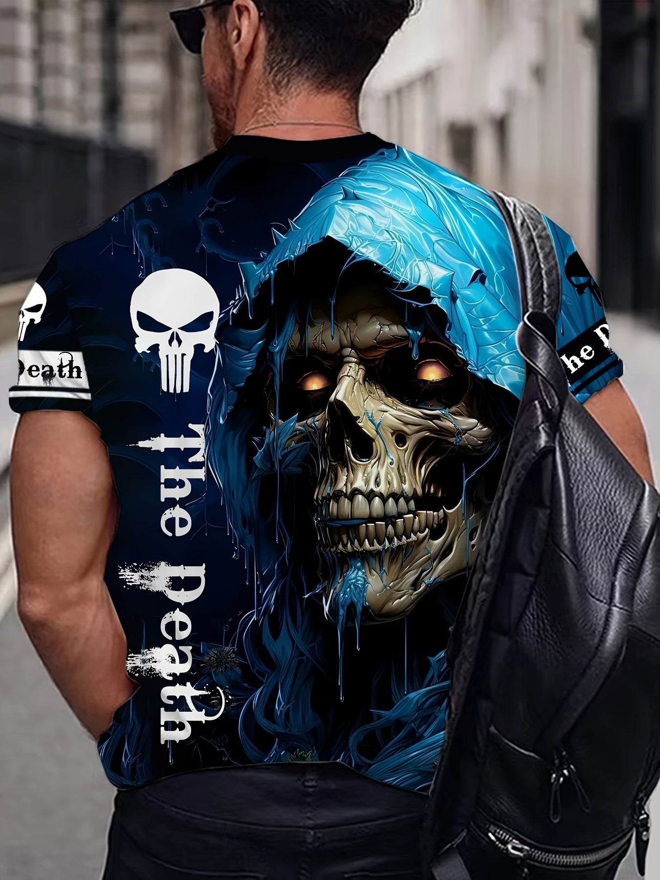 Men's Skull Pattern Shirt Casual Short Sleeve Tee Top