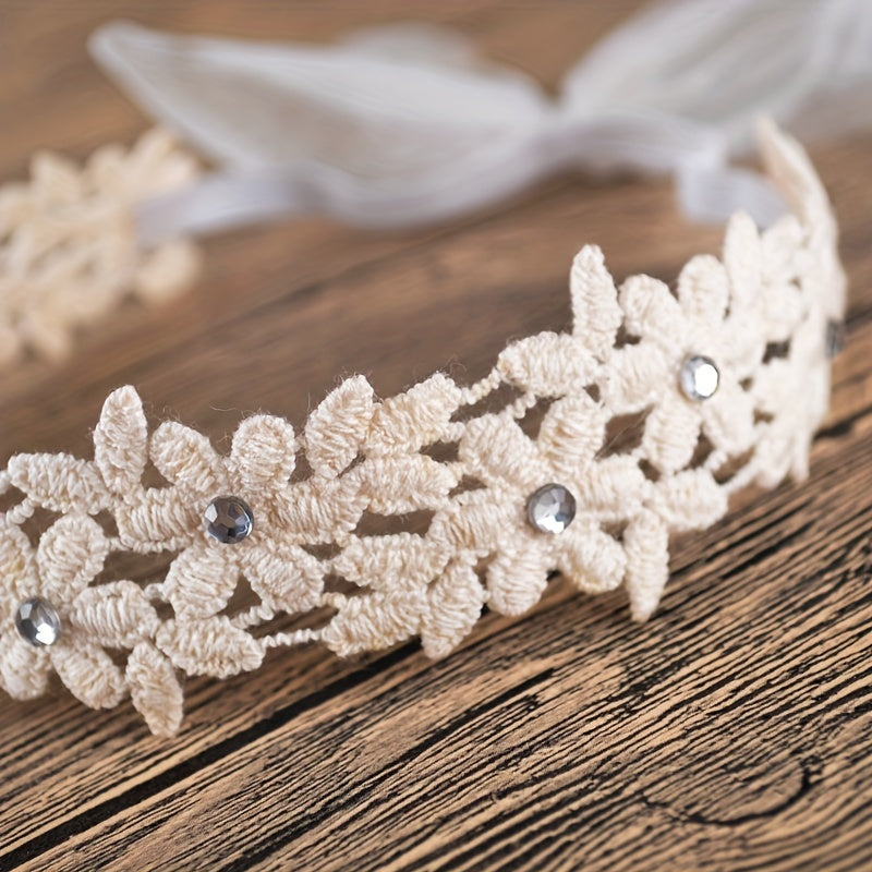 Lace Pearl & Diamond Headband - Hair Accessory for Baby Girls