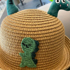 Kids Dinosaur Straw Hat for Sun Protection