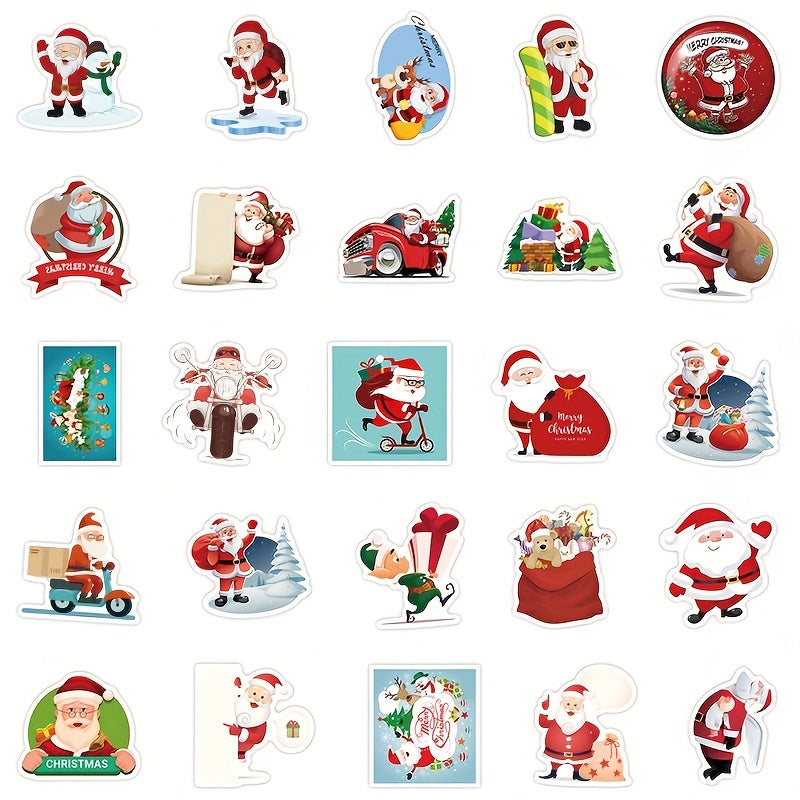 50 Christmas Stickers for Motorcycle Helmet & Water Cup, Waterproof & Durable