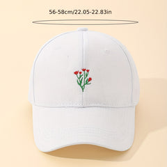 Flower Embroidery Baseball Cap Sun Hat for Women
