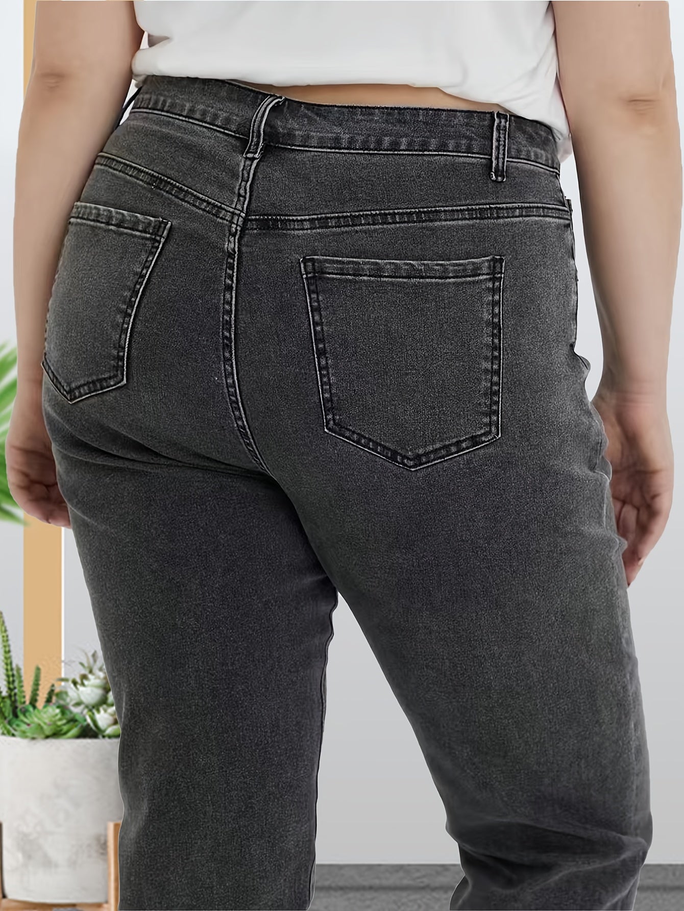 Solid High Rise Skinny Jeans