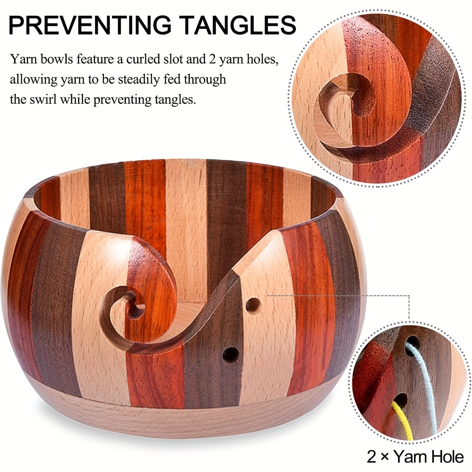 DIY Wooden Yarn Bowl For Crochet Large Pretty Shape Yarn Wool Art Craft Storage