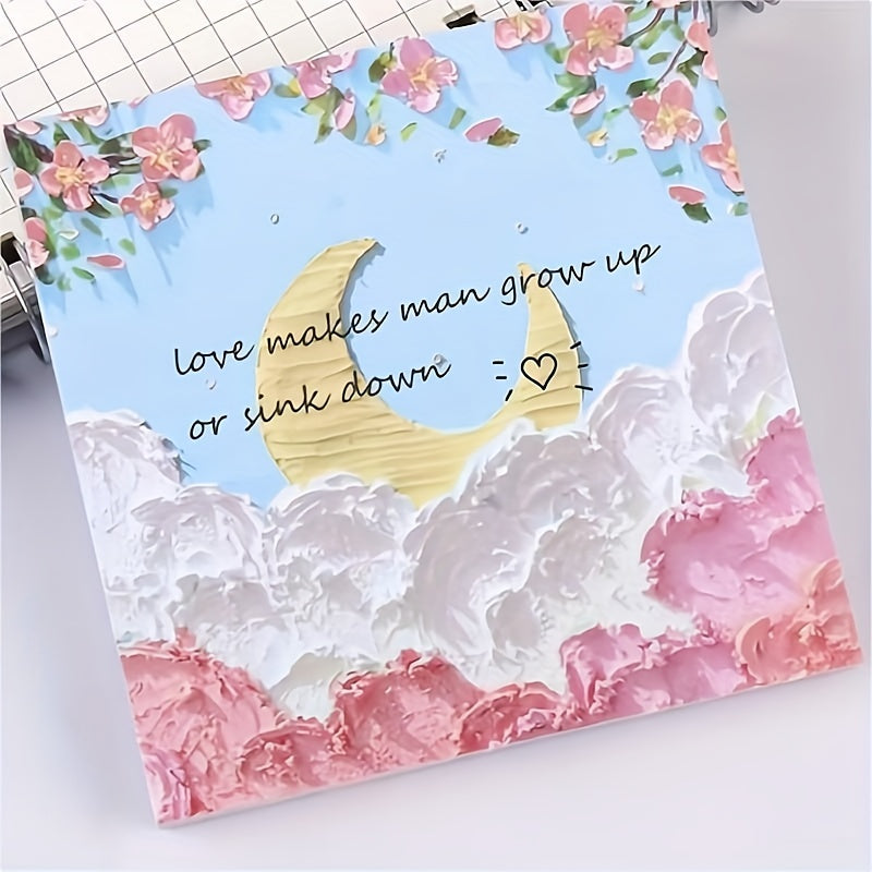 4pcs Painting Style Sticky Notes Set For Girls