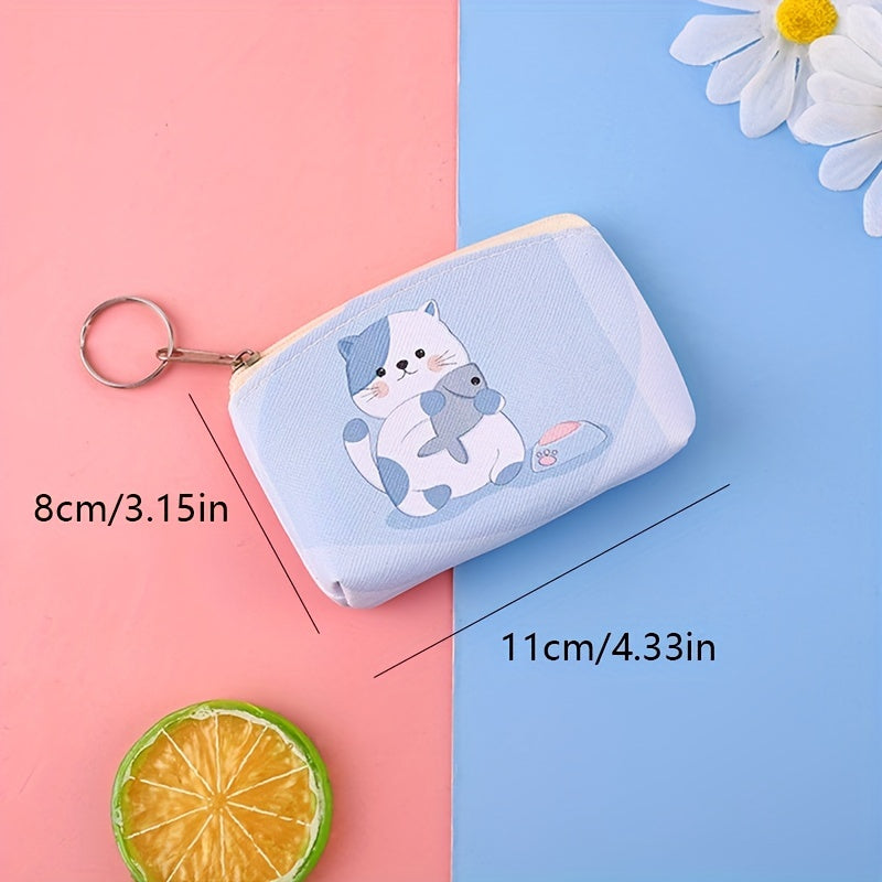 Kids Cartoon Kitten Coin Purse Key Bag Mini Storage Bag For Girls