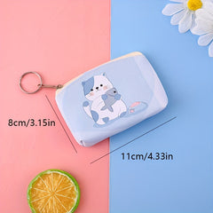 Kids Cartoon Kitten Coin Purse Key Bag Mini Storage Bag For Girls