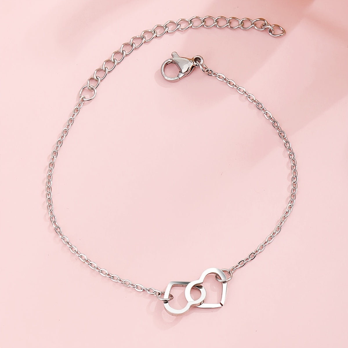 Heart To Heart Chain Bracelet 18K Plated Stainless Steel Adjustable Hand Chain