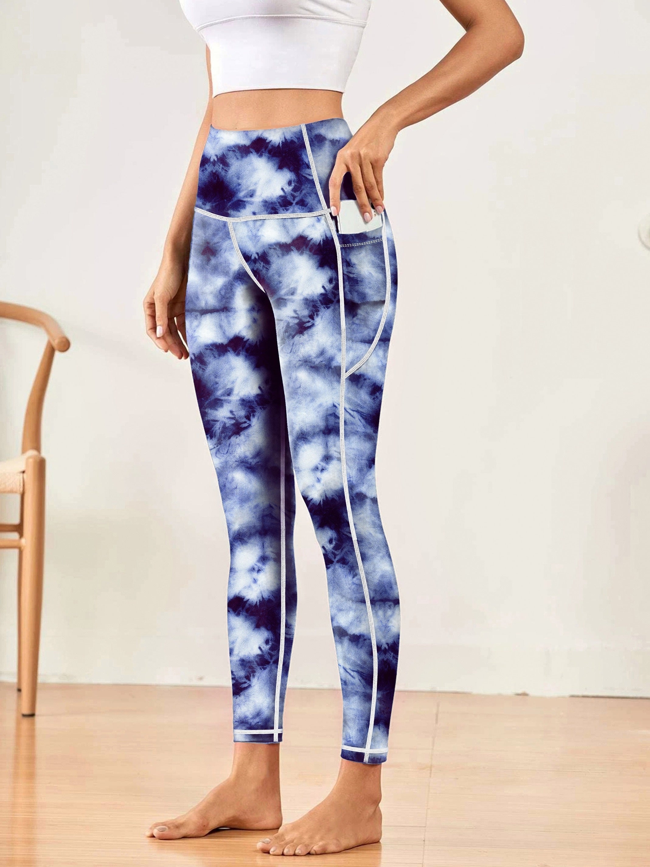 Dye Sport Yoga Pants High Stretch with Pocket Slimming Legging