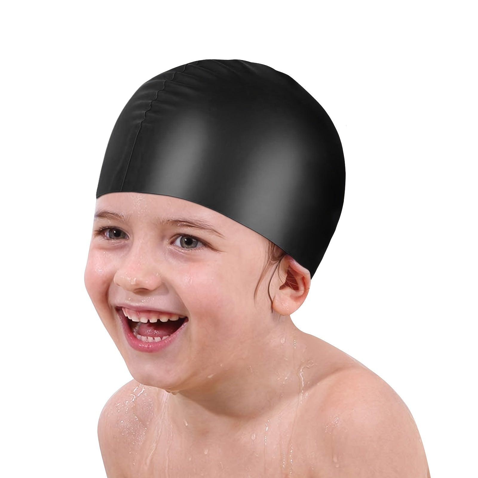 Kids Silicone Swim Cap Age 2-12, Long & Short Hair, Durable & Comfortable