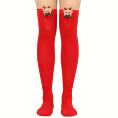 Christmas Striped Over The Knee Socks Women's Stockings