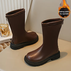 JIAGEYA Girl's High Top Warm Plush Boots Non Slip Shoes