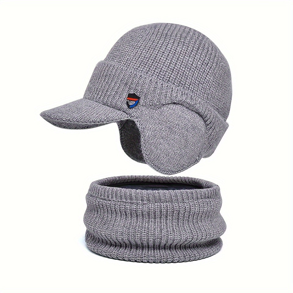 Warm Ear Protection Hat & Neck Gaiter Set Fleece Beanie Two piece Set