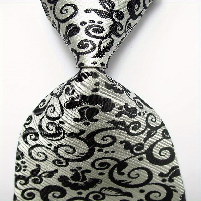 Polyester Cashew Flower Pattern Tie Men's Necktie Set Tie Red Jacquard Woven