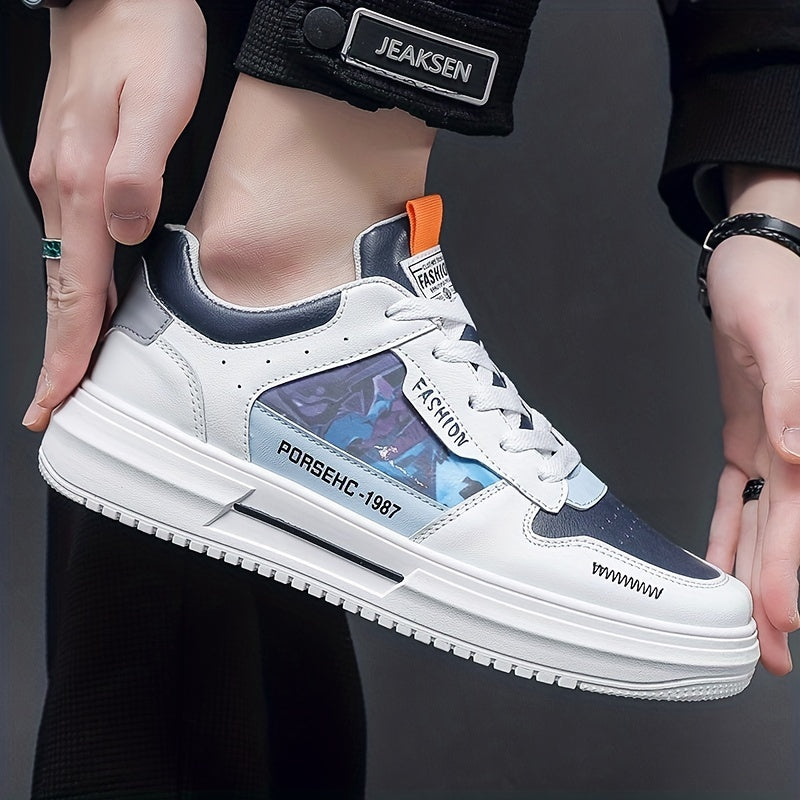 Men's Alphabet Detail Skate Shoes Wear resistant Non Slip Casual Shoes