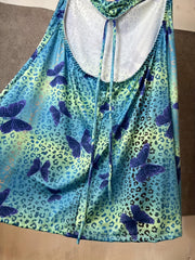Leopard & Butterfly Print Halter Neck Tie Back Dress