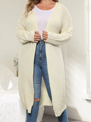 Casual Cardigan Women's Plus Solid Long Sleeve Open Front Long Cardigan