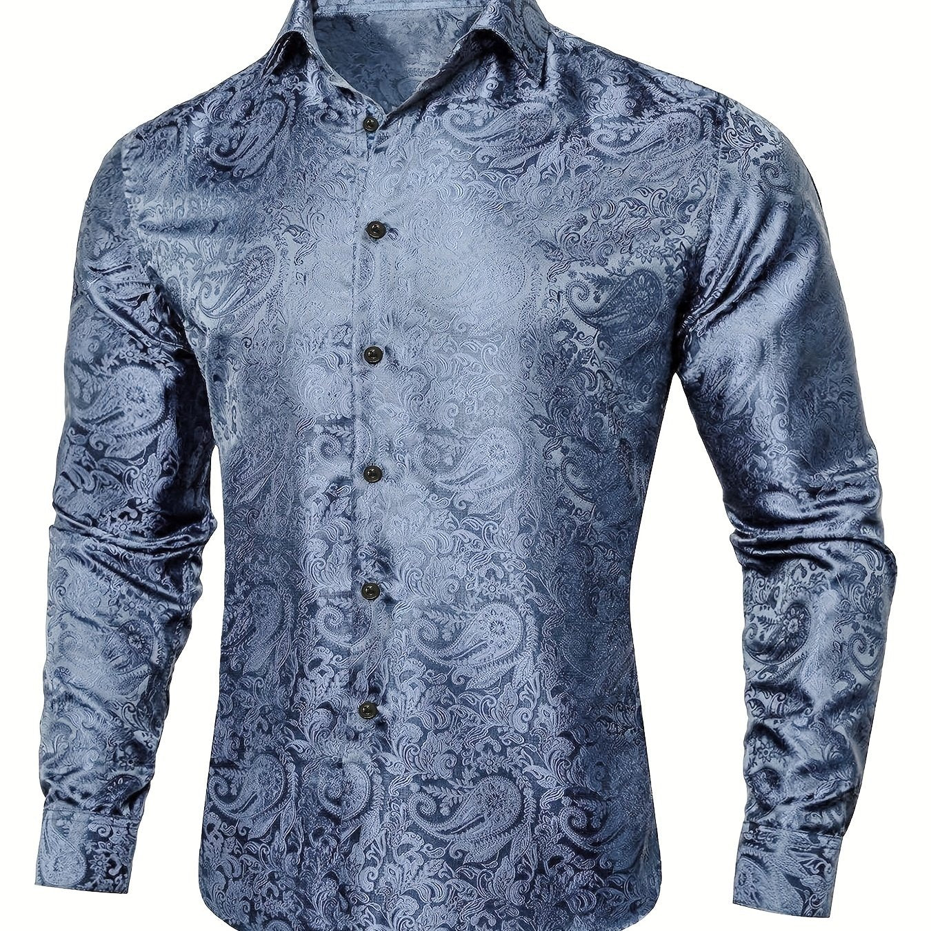 Paisley Print Men's Casual Button Up Long Sleeve Shirt