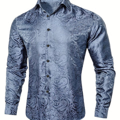 Paisley Print Men's Casual Button Up Long Sleeve Shirt