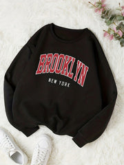 Letter Print Crew Neck Sweatshirt for Women