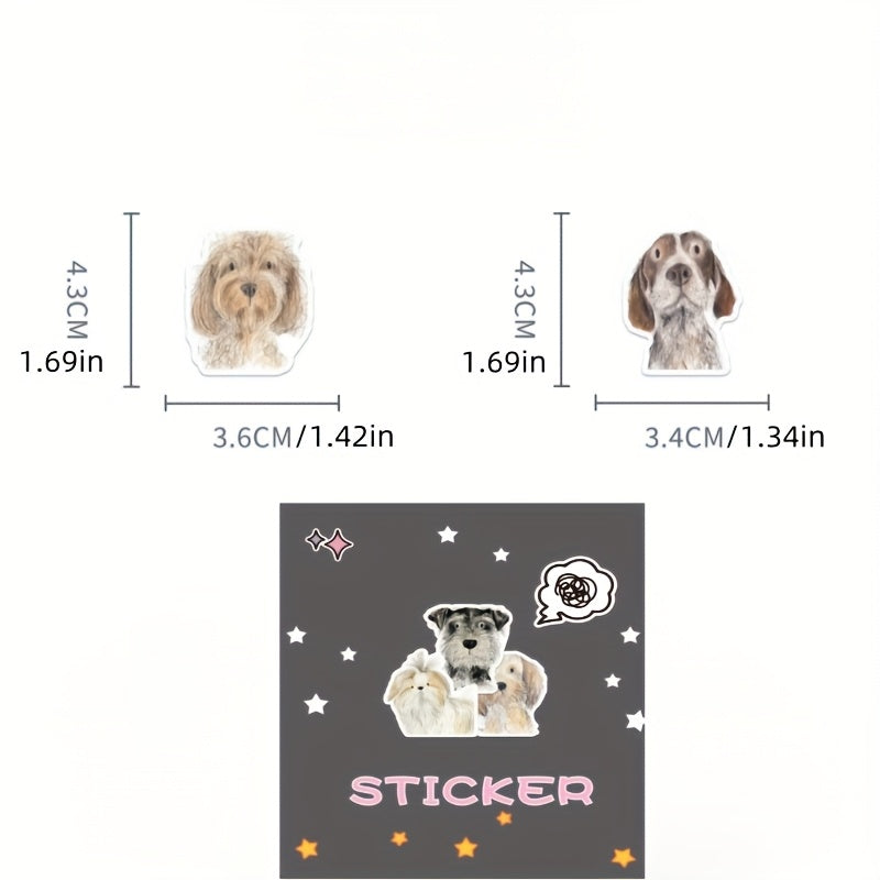 60 Dog Sketch Stickers Reusable Cartoon Pet Decals, Assorted Designs Self Adhesi