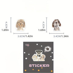 60 Dog Sketch Stickers Reusable Cartoon Pet Decals, Assorted Designs Self Adhesi