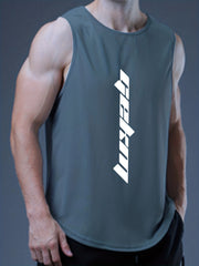 Men's Sleeveless Shirt Quick Dry Breathable Letter Print Tank Top