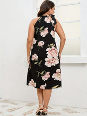 Floral Print Halter Neck Knot Cami Dress