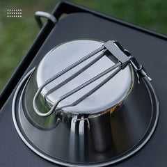 300ml Portable Stainless Steel Bowl for Camping with Foldable Handle