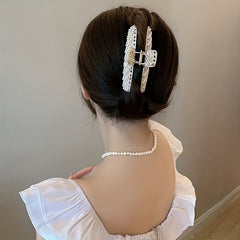 Zinc Alloy Silver Hair Clips 4 Inches Rhinestones Metal Hair Clips