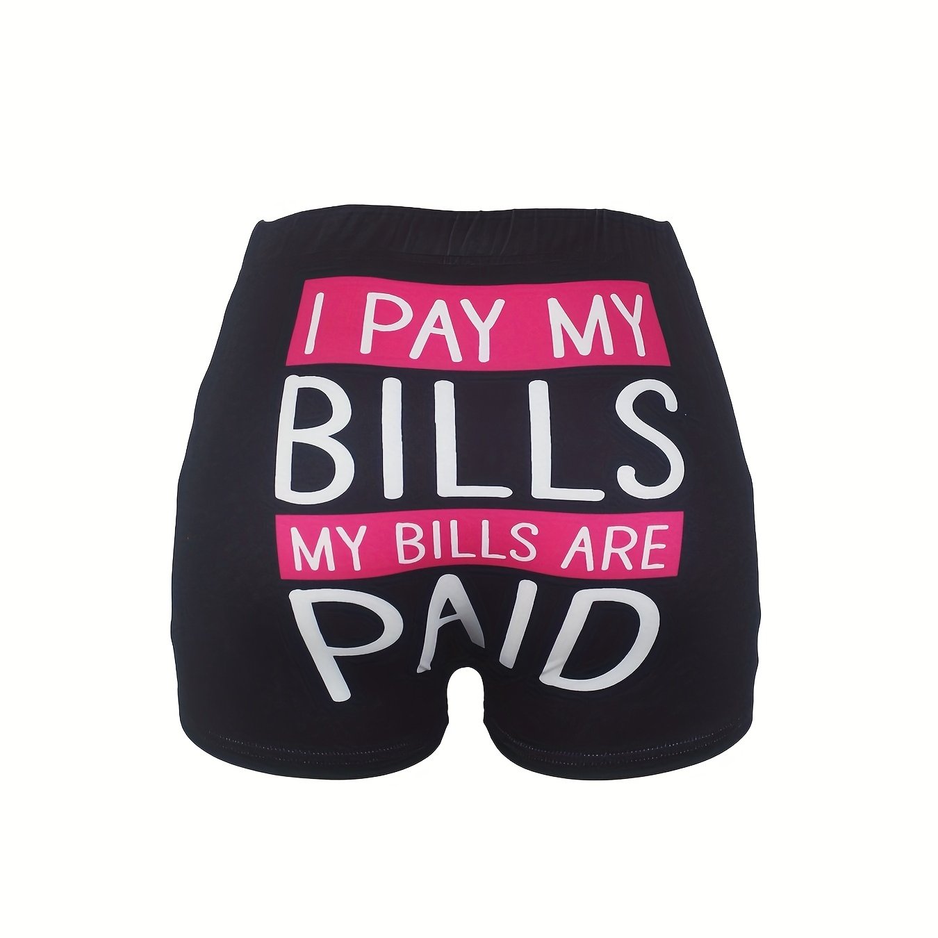 Letter Print Skinny Elastic Waist Shorts Women's Casual Clothing
