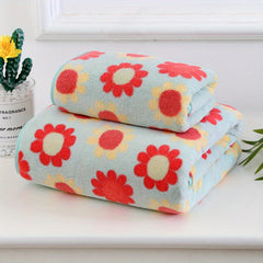 Flower Pattern Towel Set Soft Hand & Bath Towel Absorbent for Bathroom