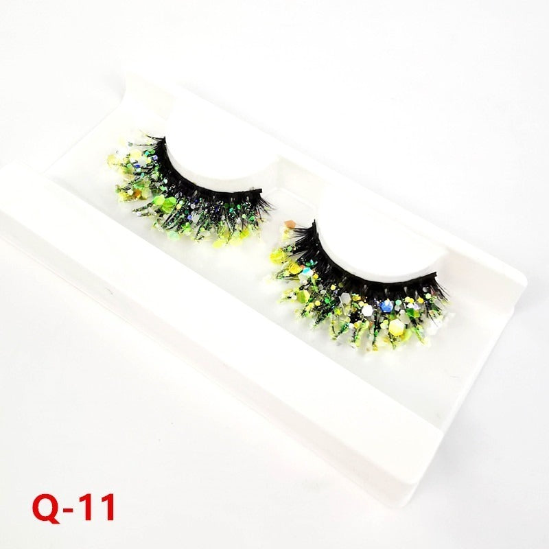 Glitter False Eyelashes Dramatic Fluffy Makeup Lashes for Stage Cosplay Parties