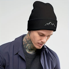 Mountain Embroidery Knit Hat Beanie for Men and Women