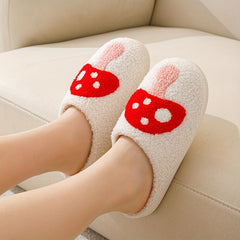 Women's Mushroom Pattern Slippers Plush Lined Shoes