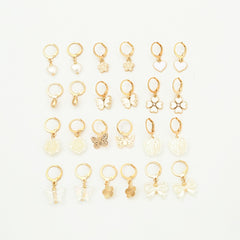12pairs Funky Pearl Bow Flower Heart Earrings for Men Women