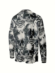 Skull All Over Print Men's Long Sleeve Novelty T shirt