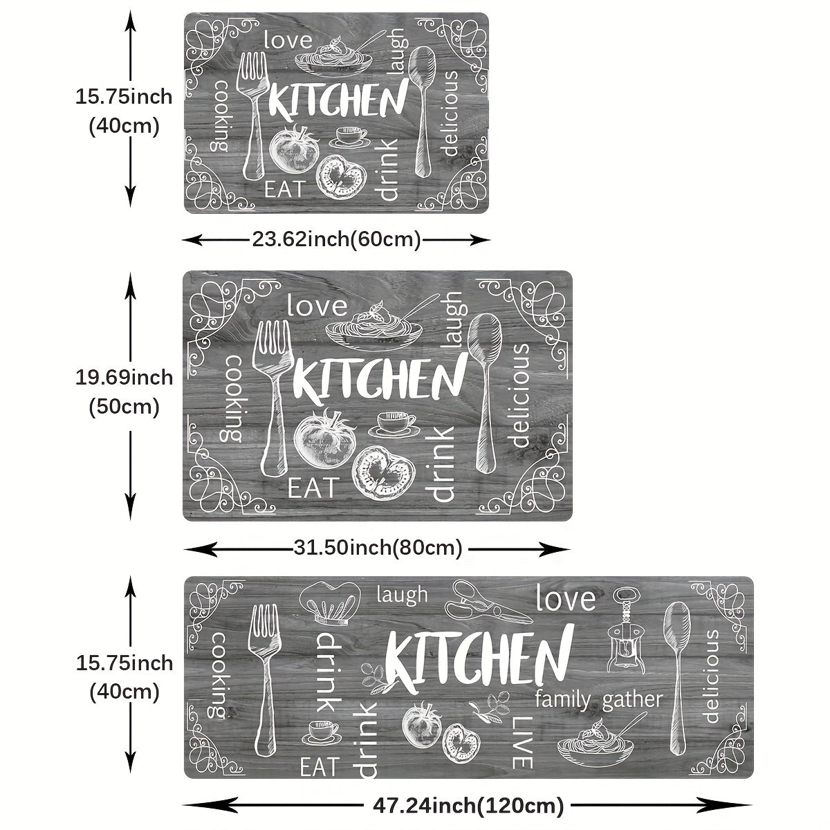 Soft Anti Fatigue Kitchen Rug Memory Foam Mat Non Slip Waterproof