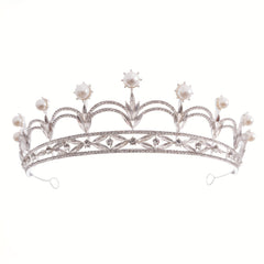 Crystal Faux Pearl Crown Tiara Rhinestone Wedding Tiaras Women Prom Crowns