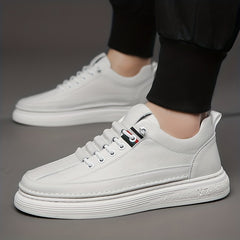 Men's Faux Leather Lace Up Skate Shoes Lightweight Comfy Non slip Sneakers