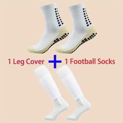 Football Socks & Calf Sleeves Set Non-slip Grip Soccer Socks