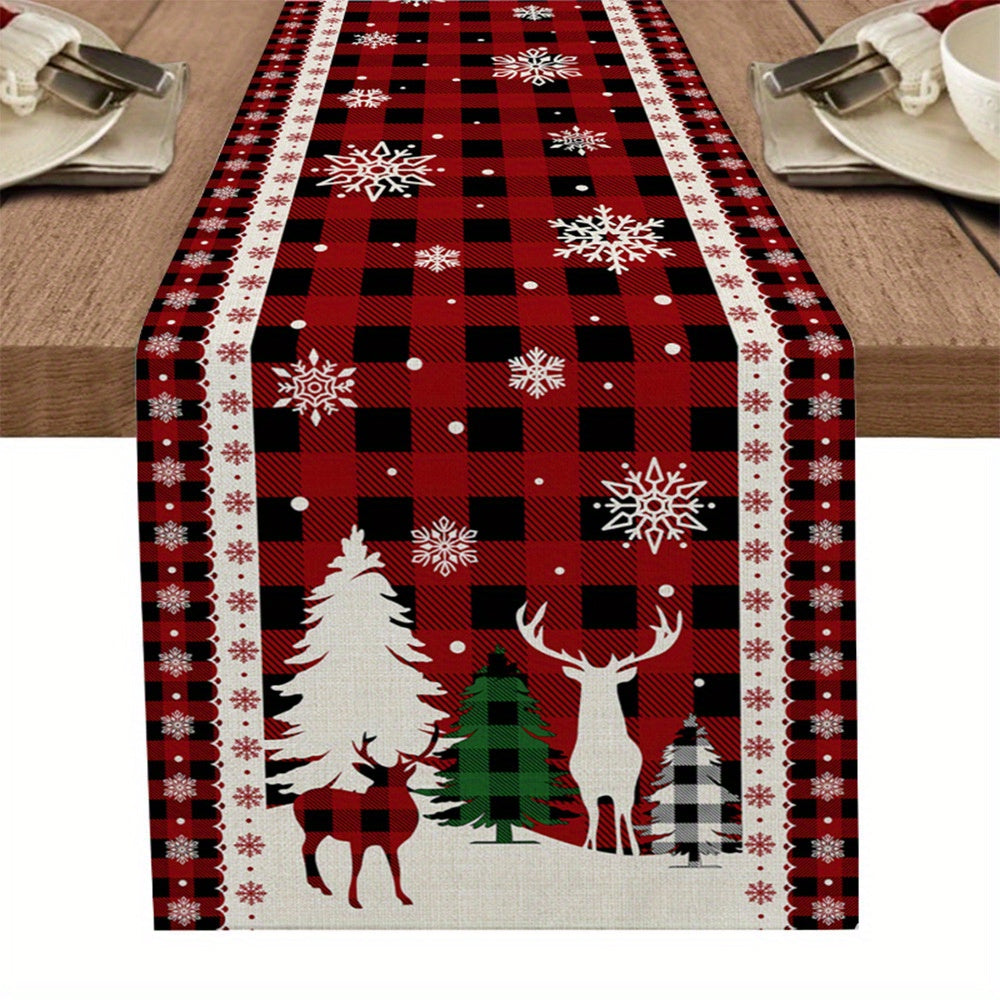 Polyester Square Table Runner Merry Christmas Theme Holiday Decoration