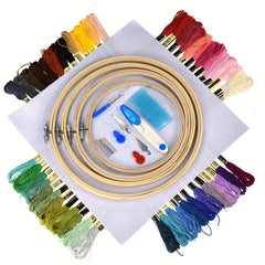 Embroidery Kit 100 Colors Threads 5 Pcs Hoops & Tools Set