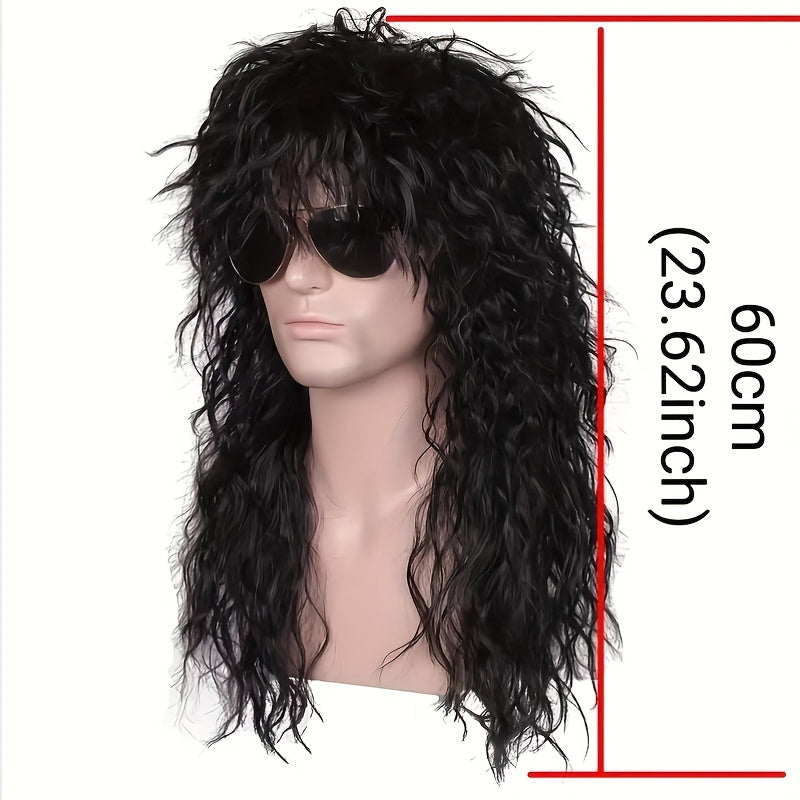 Long Curly 80s Men Rocker Style Wig